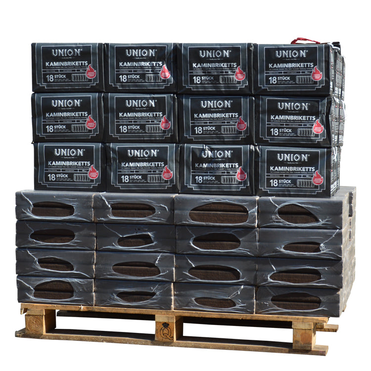 Gemischte Briketts aus 100 % Eichenholz + Braunkohlebriketts (930 kg) pro Palette - GLUTHAUS