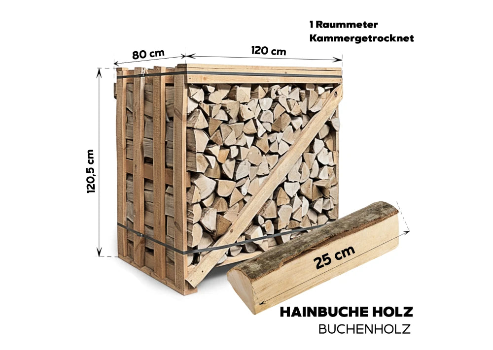 Brennholz Hainbuche 1RM Box 25 cm - GLUTHAUS