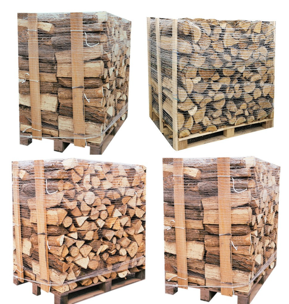 4 Paletten (2 Weißeiche + 2 Buche/Hainbuche) – 40 cm Stämme - GLUTHAUS