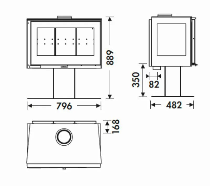 Kaminofen Nama mit Dreifachverbrennung und Scheibenspülung - Korpusfarbe: Schwarz - GLUTHAUS